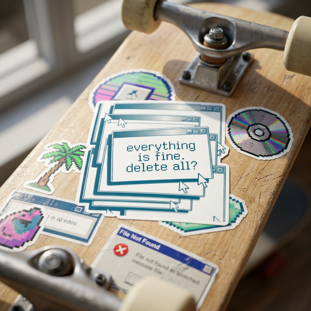 Nihilist Pop-Up Stack Sticker - Y2K Retro Tech Aesthetic