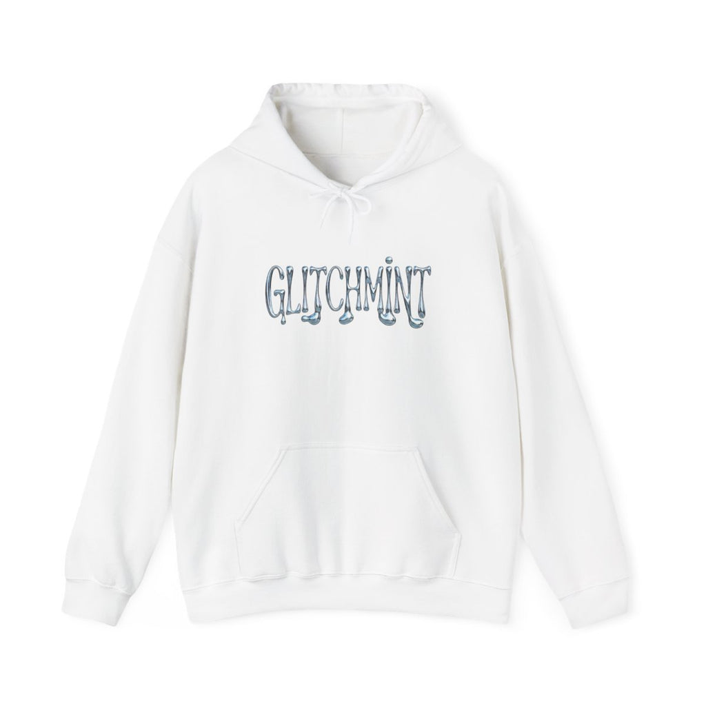 Retro-Futurist Chrome Liquid Logo Hoodie - Y2K Aesthetic