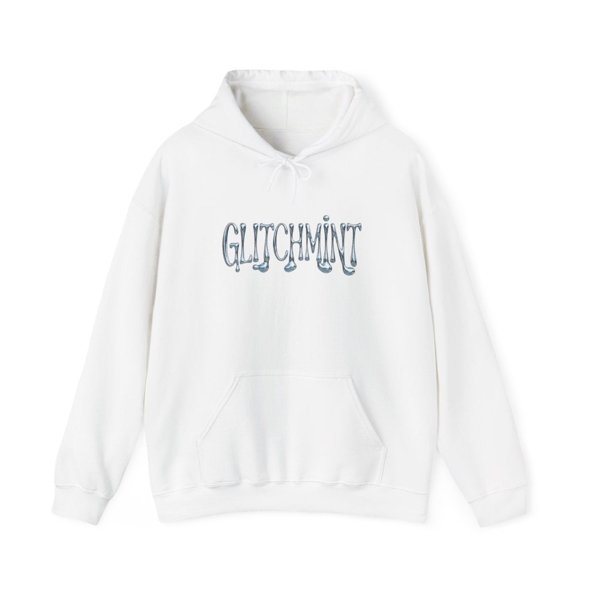 Retro-Futurist Chrome Liquid Logo Hoodie - Y2K Aesthetic