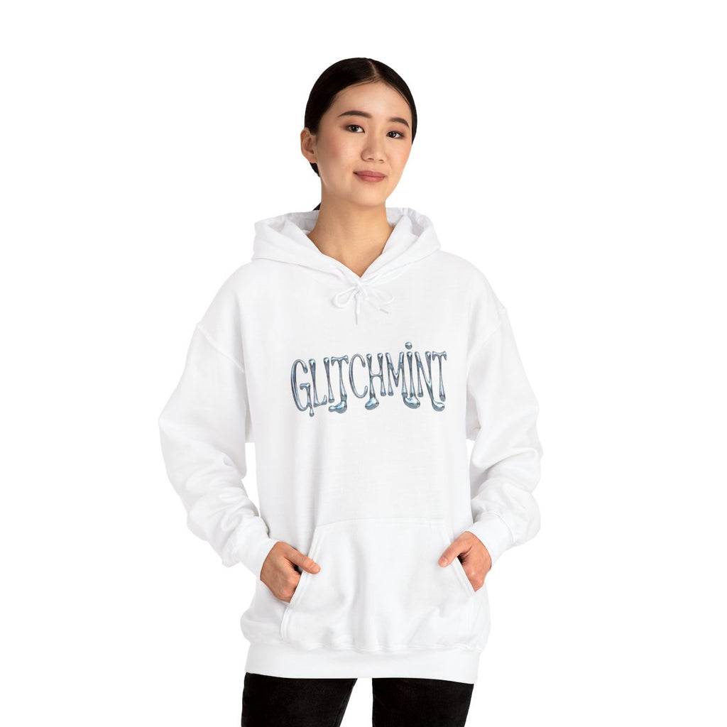 Retro-Futurist Chrome Liquid Logo Hoodie - Y2K Aesthetic