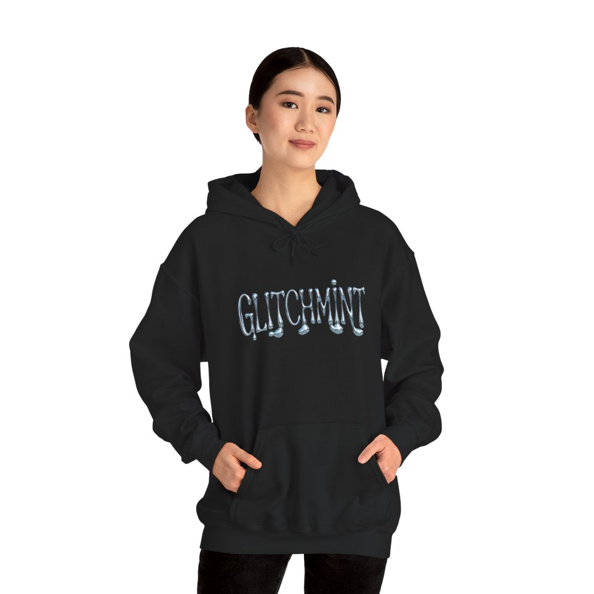 Retro-Futurist Chrome Liquid Logo Hoodie - Y2K Aesthetic