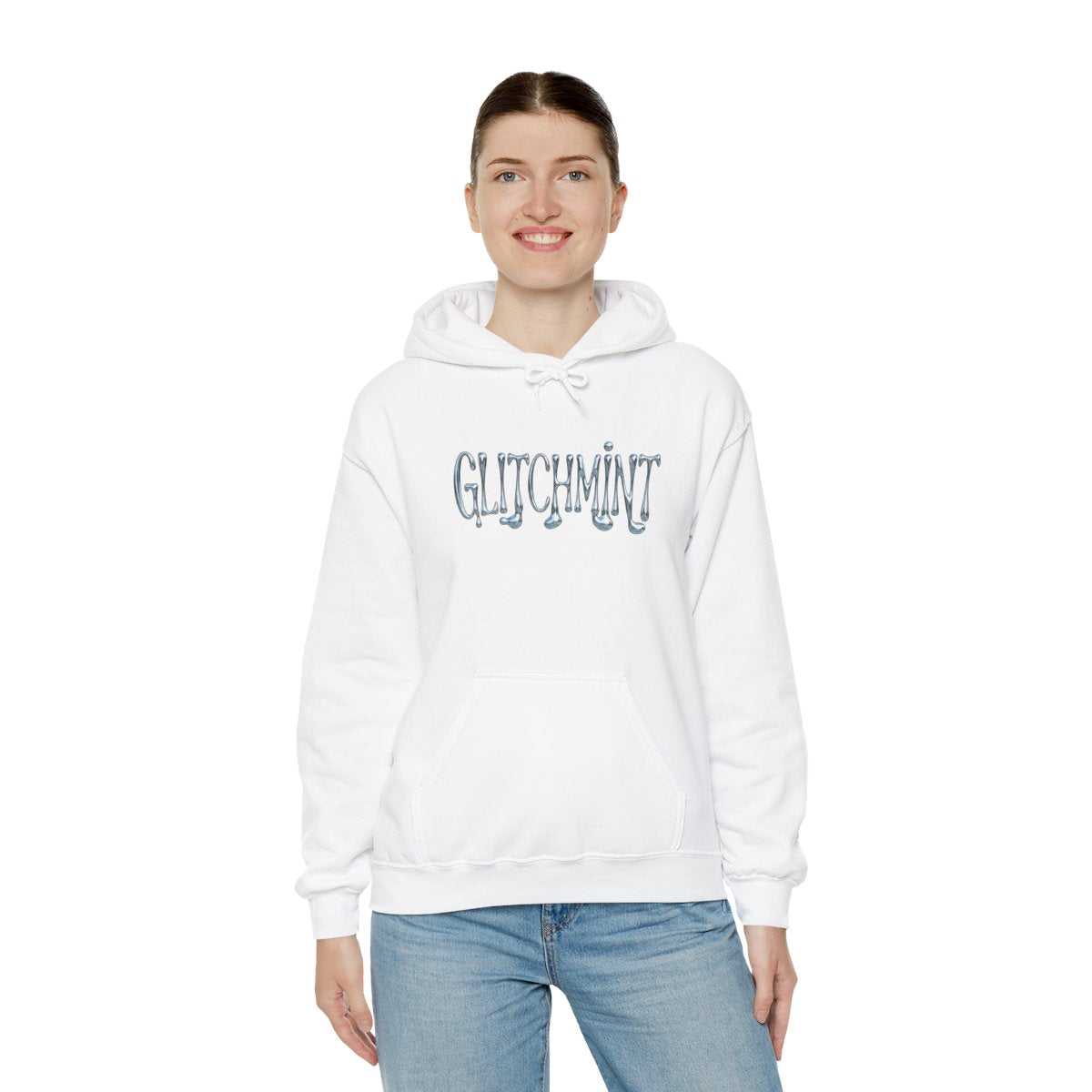 Retro-Futurist Chrome Liquid Logo Hoodie - Y2K Aesthetic