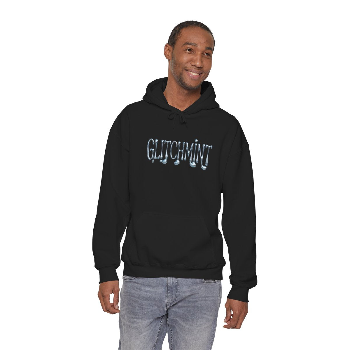 Retro-Futurist Chrome Liquid Logo Hoodie - Y2K Aesthetic