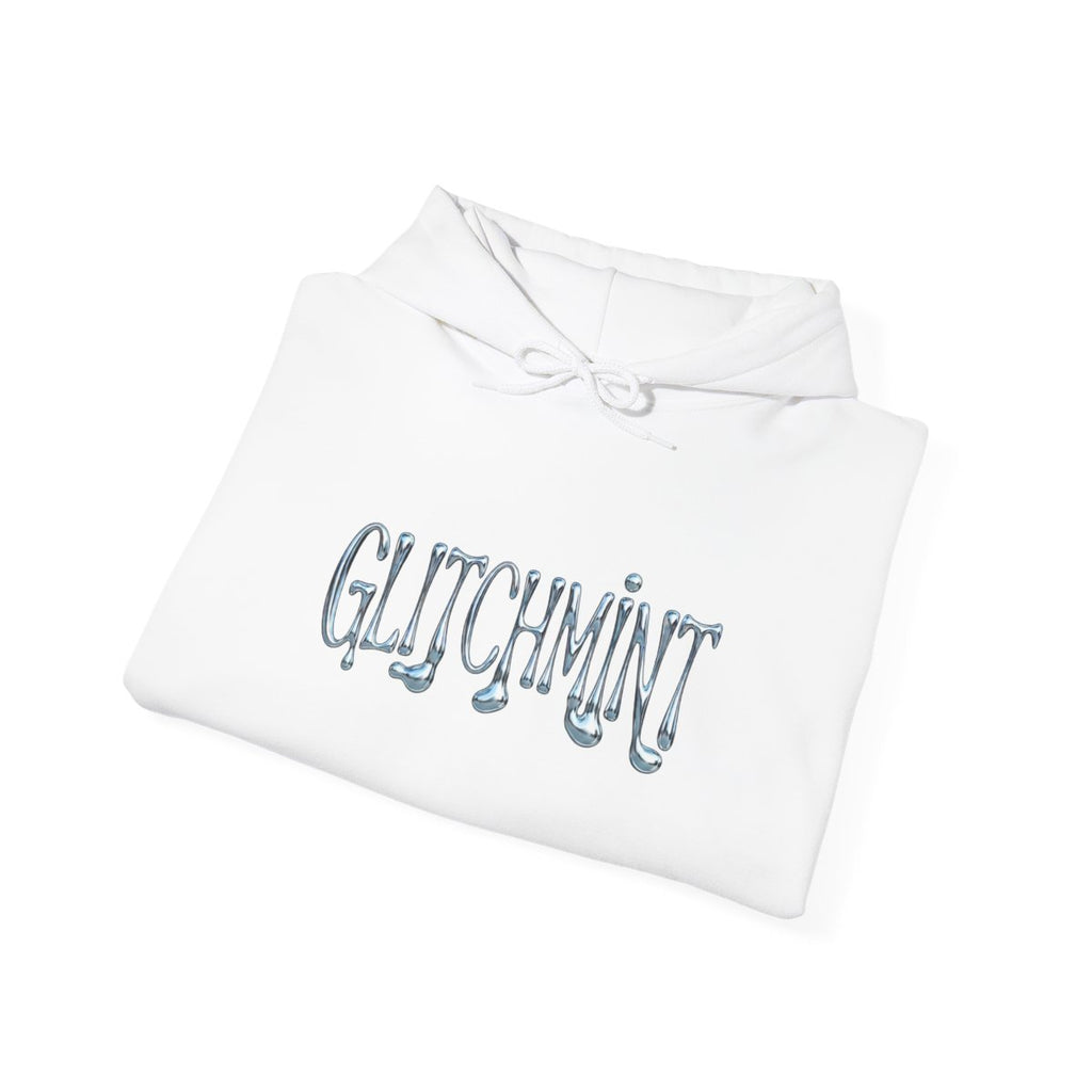 Retro-Futurist Chrome Liquid Logo Hoodie - Y2K Aesthetic