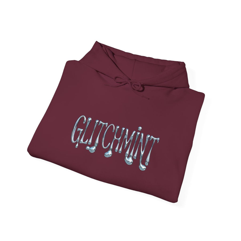 Retro-Futurist Chrome Liquid Logo Hoodie - Y2K Aesthetic