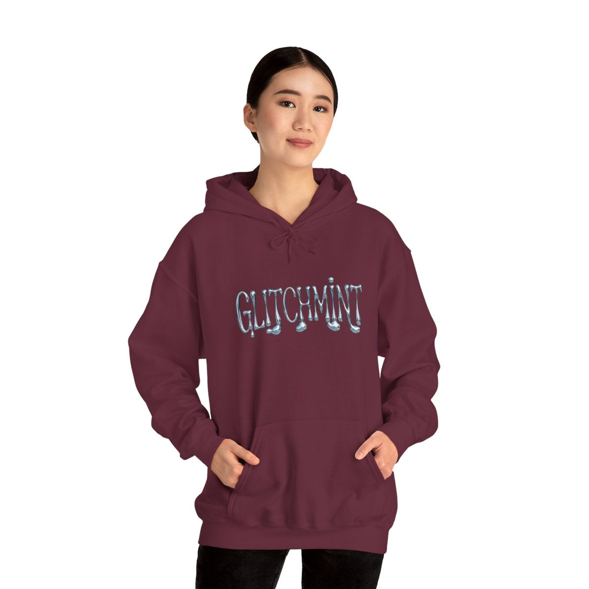 Retro-Futurist Chrome Liquid Logo Hoodie - Y2K Aesthetic