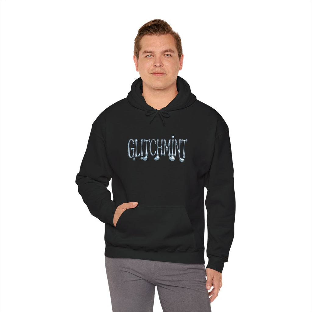 Retro-Futurist Chrome Liquid Logo Hoodie - Y2K Aesthetic