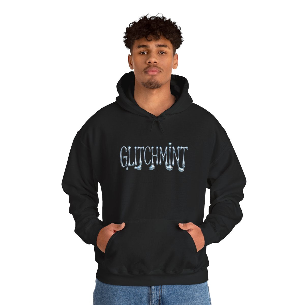 Retro-Futurist Chrome Liquid Logo Hoodie - Y2K Aesthetic