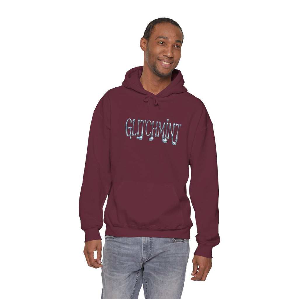 Retro-Futurist Chrome Liquid Logo Hoodie - Y2K Aesthetic