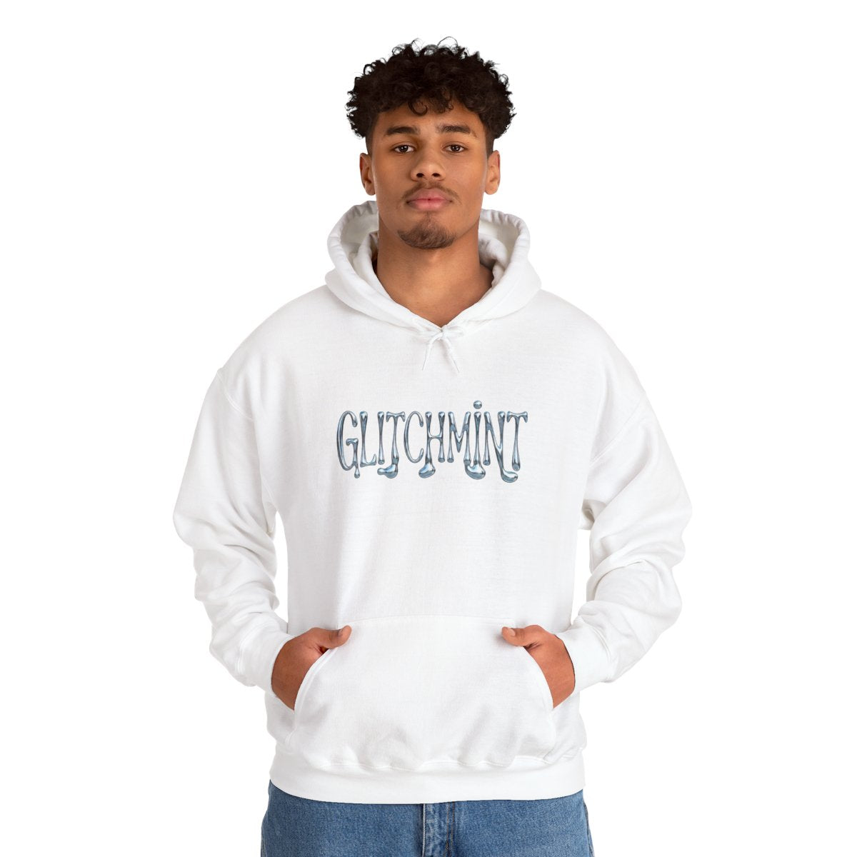 Retro-Futurist Chrome Liquid Logo Hoodie - Y2K Aesthetic