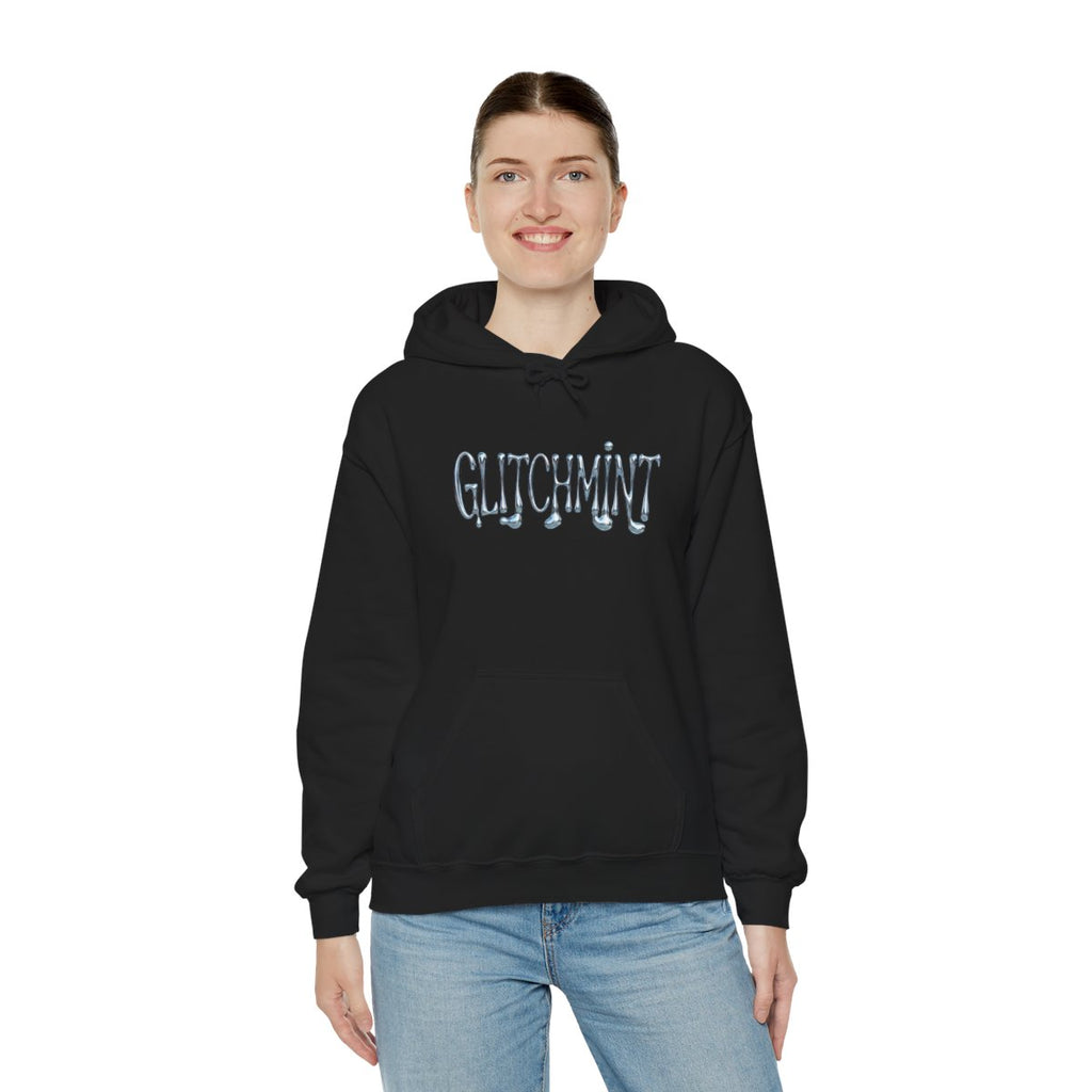 Retro-Futurist Chrome Liquid Logo Hoodie - Y2K Aesthetic