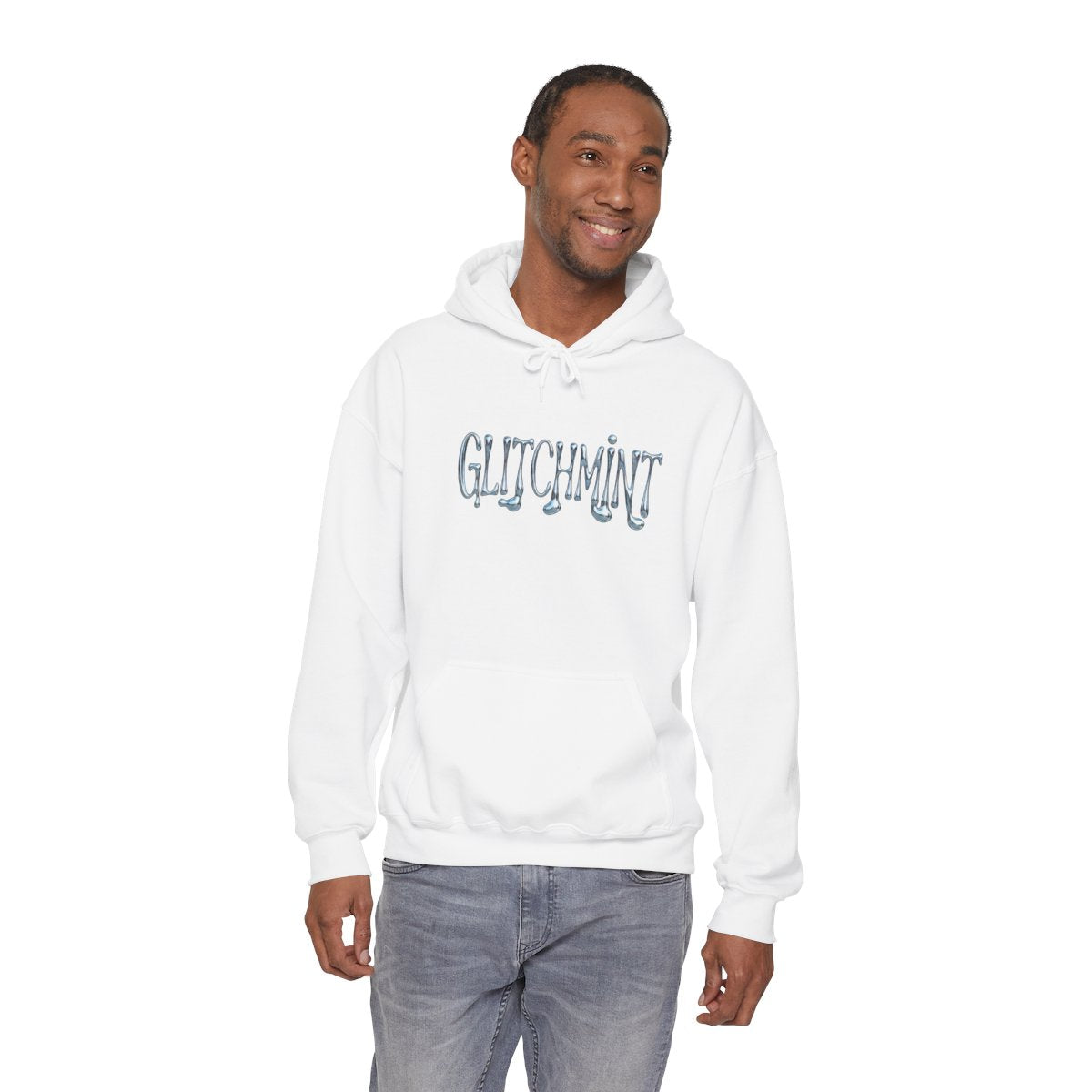 Retro-Futurist Chrome Liquid Logo Hoodie - Y2K Aesthetic