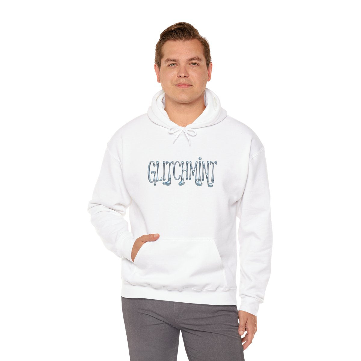 Retro-Futurist Chrome Liquid Logo Hoodie - Y2K Aesthetic
