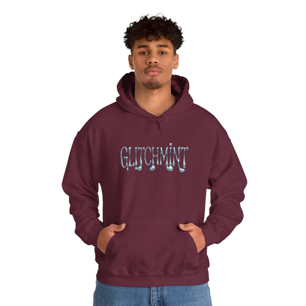 Retro-Futurist Chrome Liquid Logo Hoodie - Y2K Aesthetic