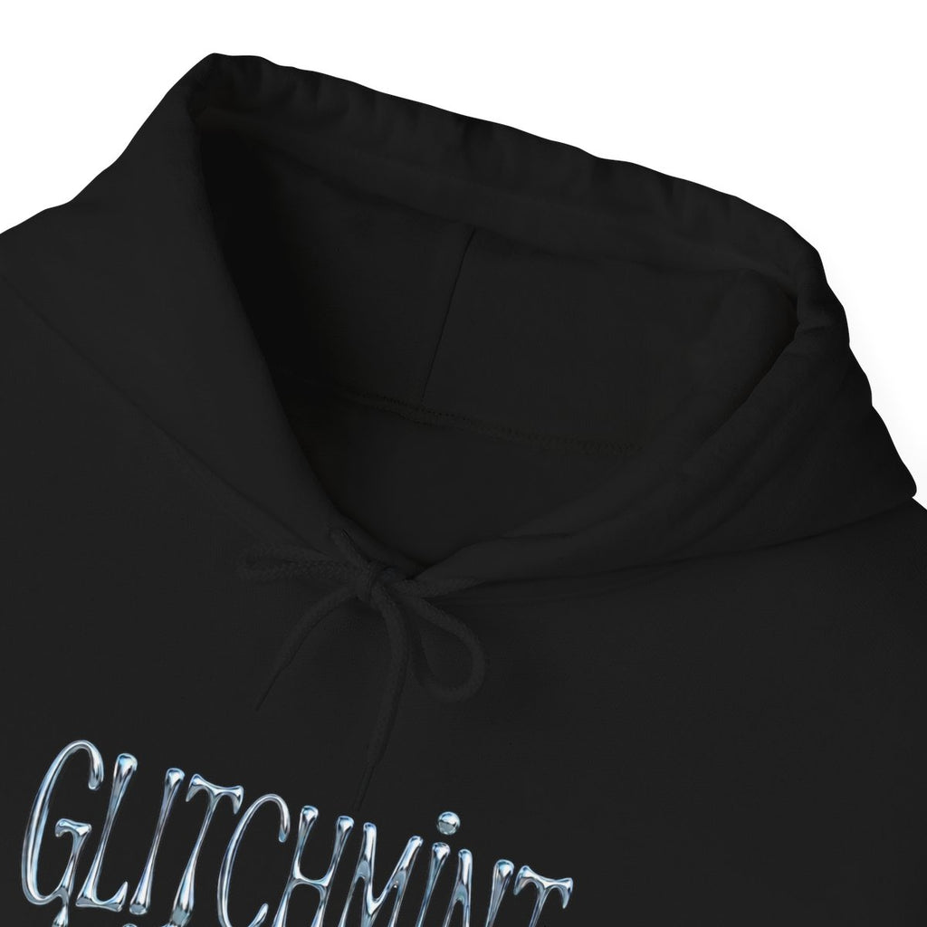 Retro-Futurist Chrome Liquid Logo Hoodie - Y2K Aesthetic
