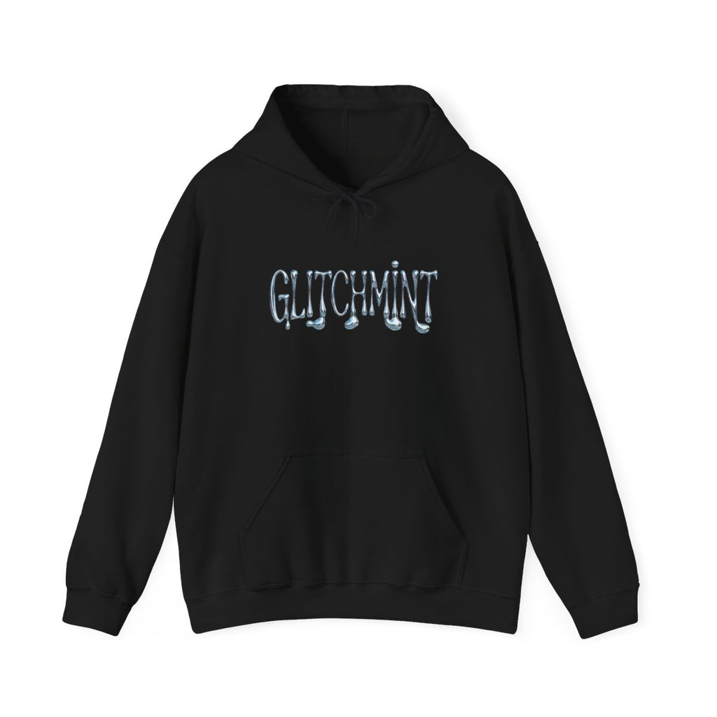 Retro-Futurist Chrome Liquid Logo Hoodie - Y2K Aesthetic