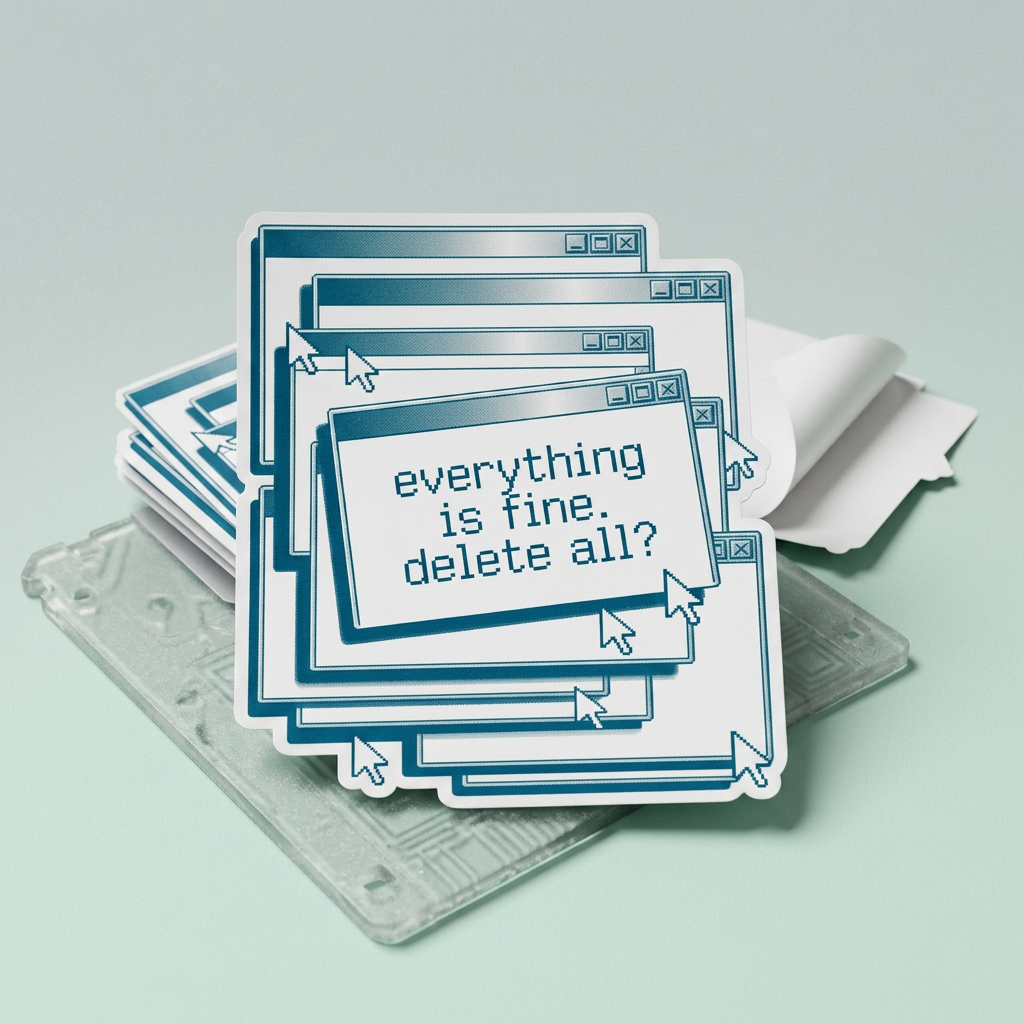 Nihilist Pop-Up Stack Sticker - Y2K Retro Tech Aesthetic