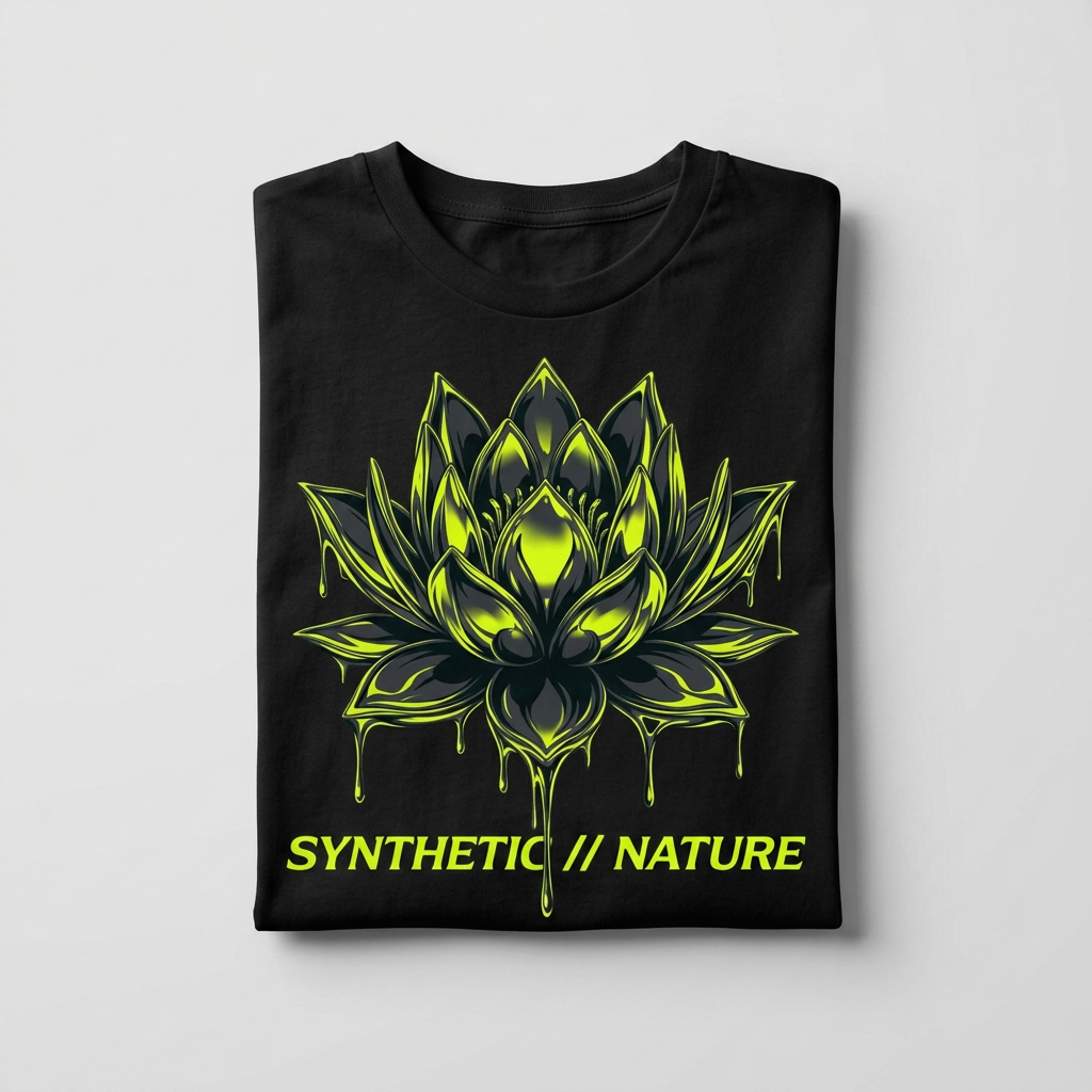 Chrome Lotus Technical Tee - Retro-Futurism Y2K Graphic Shirt