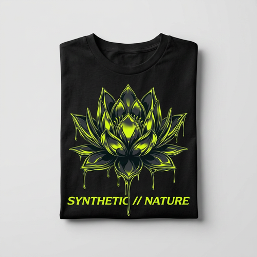 Chrome Lotus Technical Tee - Retro-Futurism Y2K Graphic Shirt