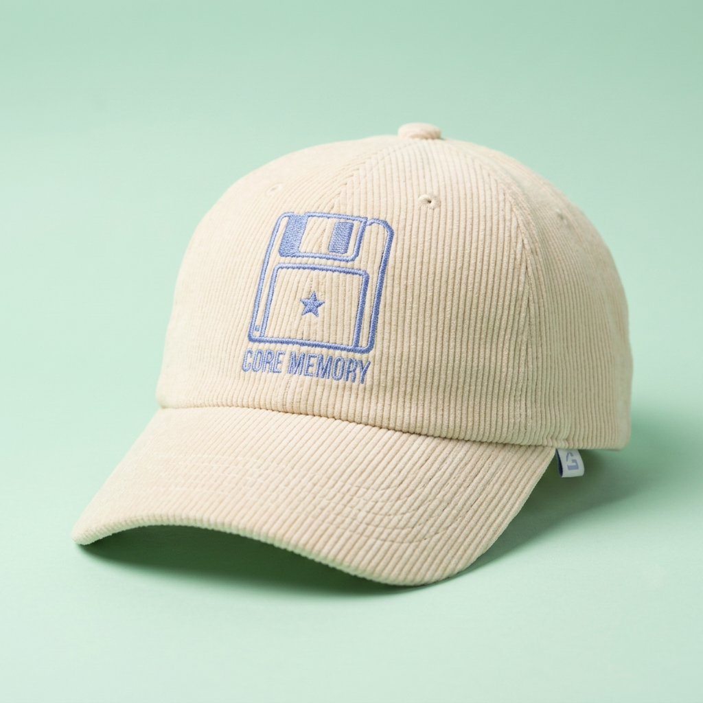 Floppy Disk Corduroy Hat Retro Tech Embroidered Cap