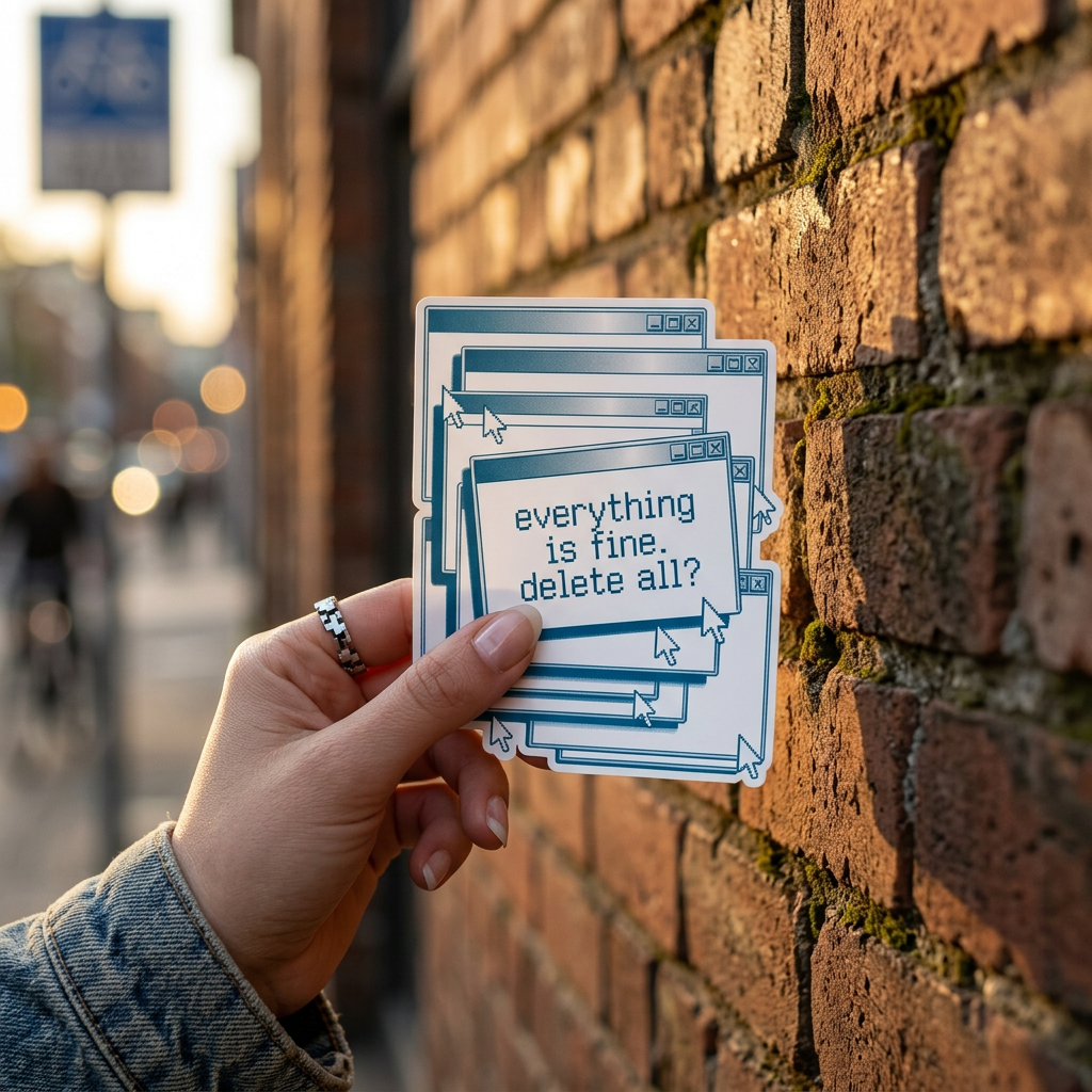 Nihilist Pop-Up Stack Sticker - Y2K Retro Tech Aesthetic
