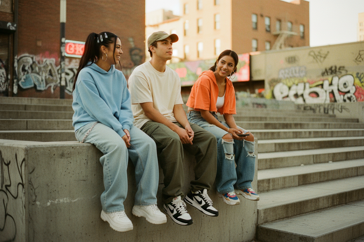 Y2K Streetwear Sitting Urban